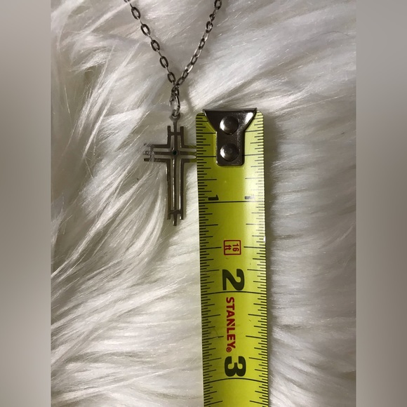 VINTAGE necklace•solid silver 925 chain•cross sterling silver; stone Gerald - Picture 6 of 7
